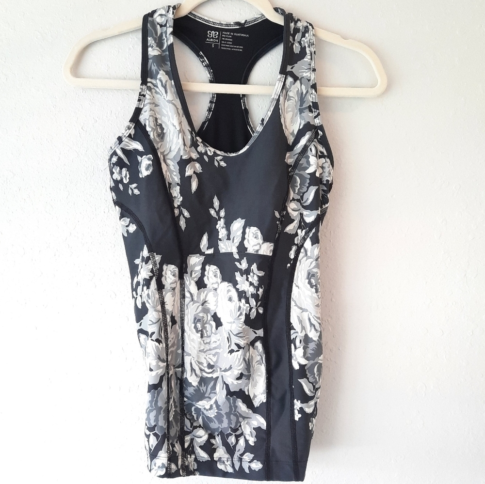 Albion Fit B&W Floral Athletic Tank Top S
